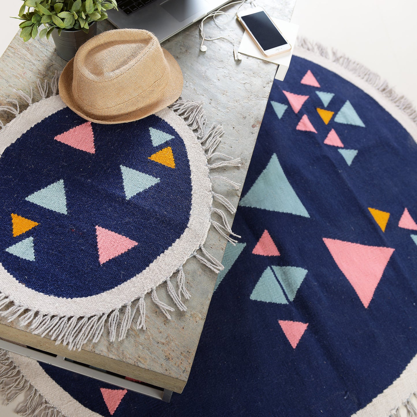 Wandering Triangles Kilim Rug