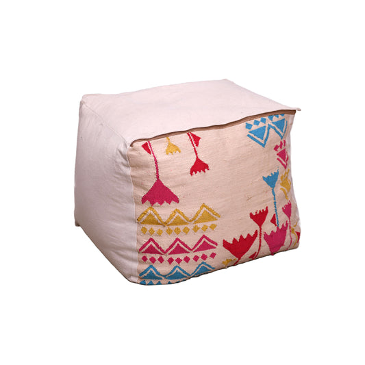 Lotus Cotton Kilim Pouf